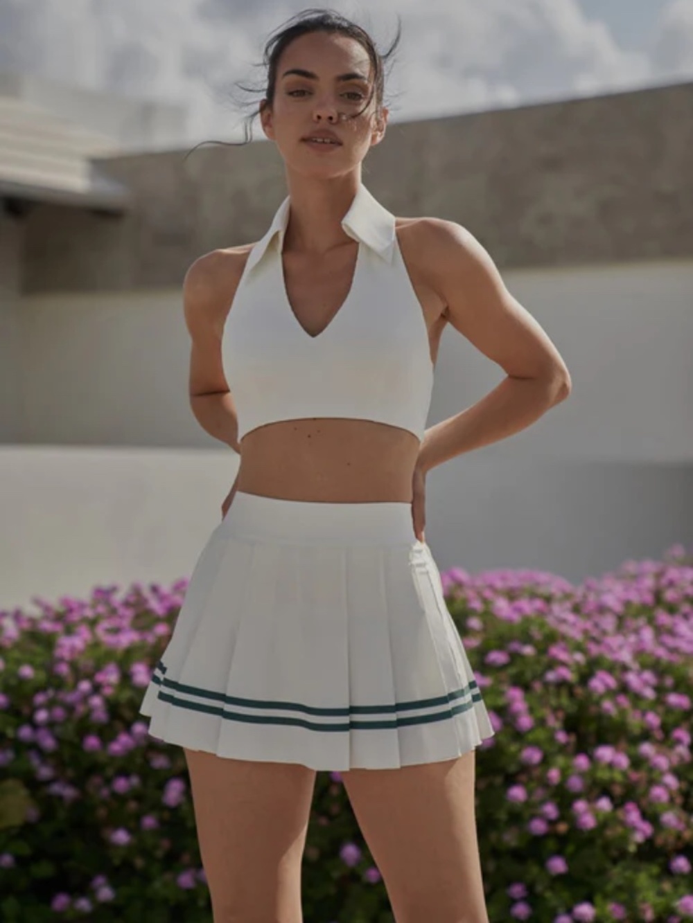 NWT Wiskii Varsity Tennis Skirt in ivory
